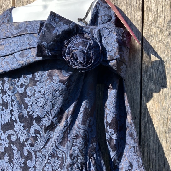 Vintage Jessica McClintock Blue Pattern Formal Dress - Picture 5 of 15